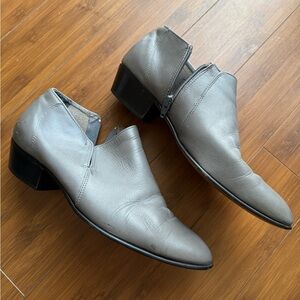 Grey Leather Ankle Boots